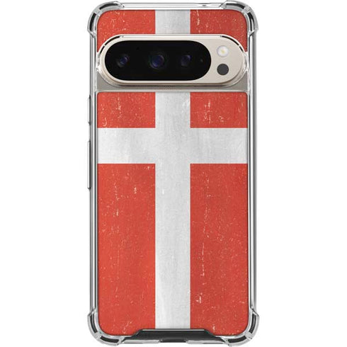 Denmark Flag Distressed Pixel 9/9 Pro Clear Case
